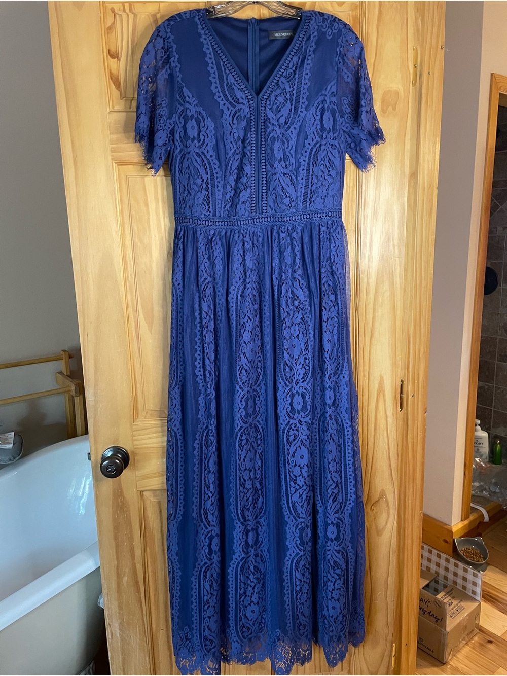Midnight Blue Lace Maxi Dress by MERONA